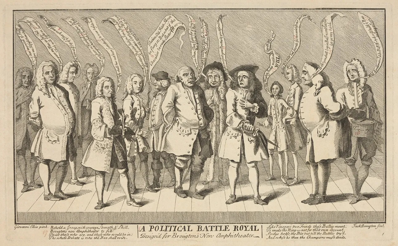A Political Battle Royal Designd For Brougtons New Ampitheatre Wall Art by Jack Broughton - High-Resolution Digital Print