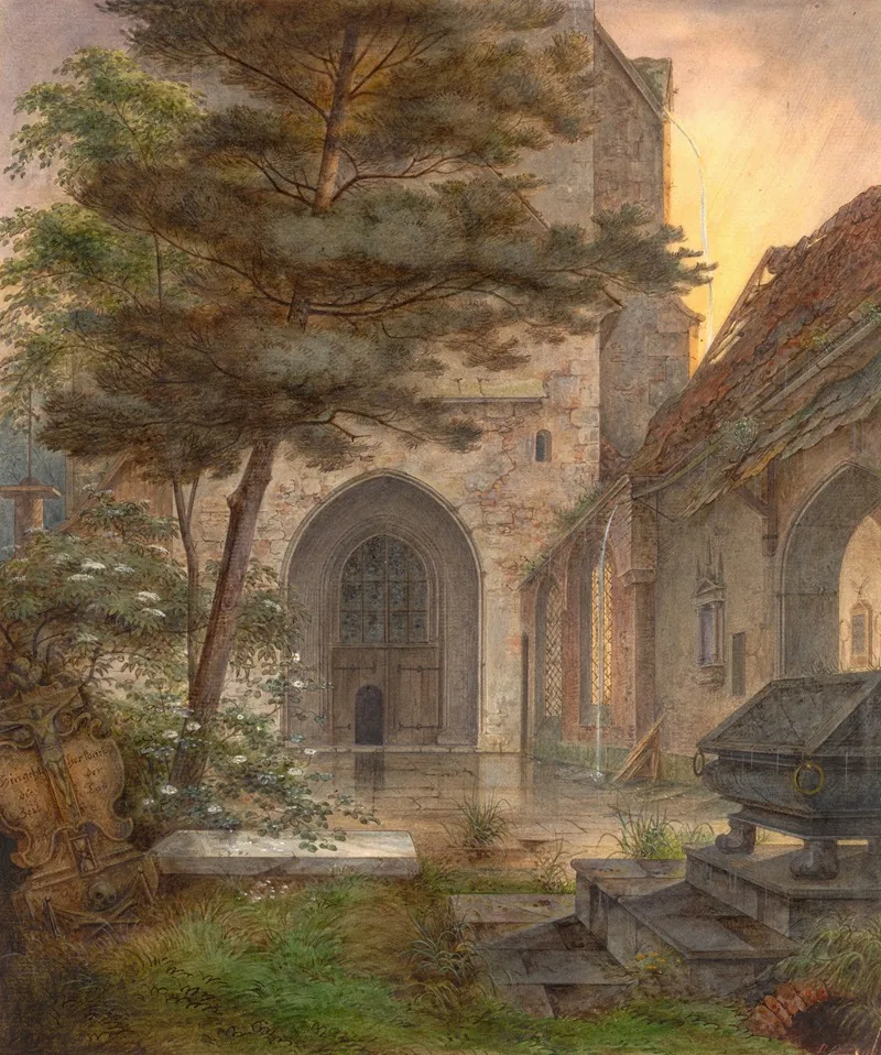 A Portal Of A Church Wall Art by Ernst Ferdinand Oehme - High-Resolution Digital Print