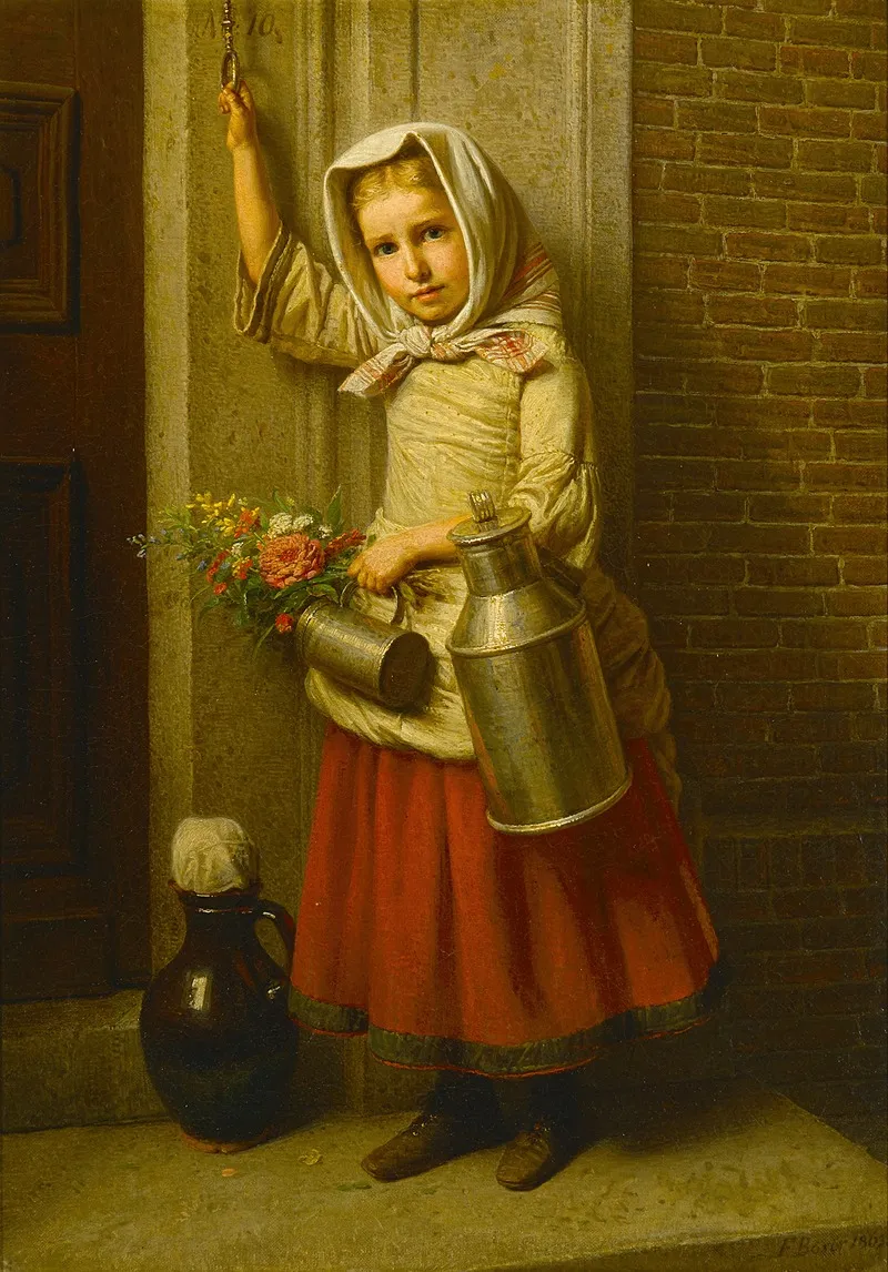 A Portrait Of A Young Girl With A Pail Wall Art by Karl Friedrich Boser - High-Resolution Digital Print