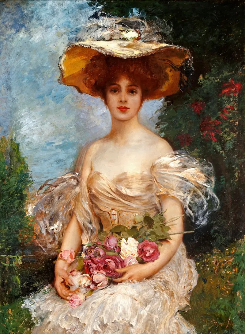 A Portrait Of An Elegant Woman Wall Art by Leopold Schmutzler - High-Resolution Digital Print