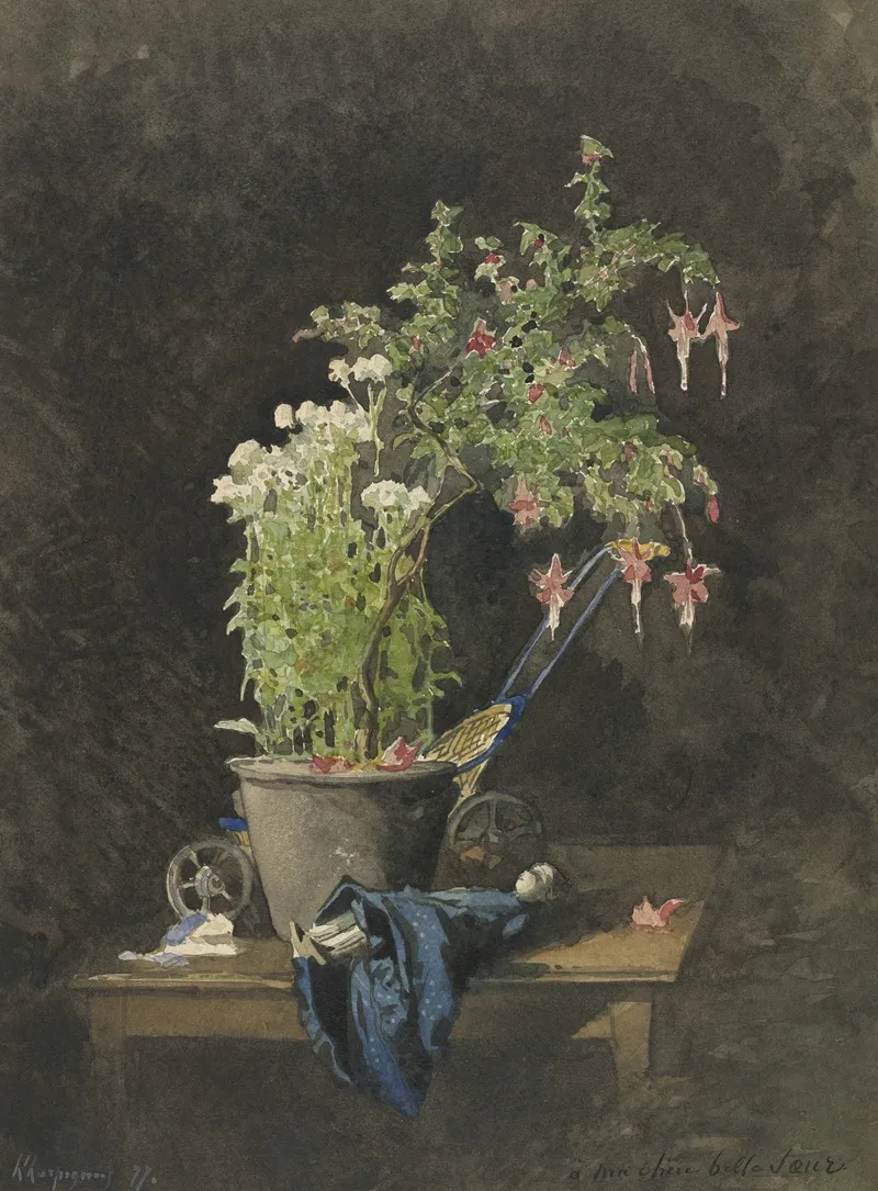 A Potted Fuchsia With Childrens Toys 2
