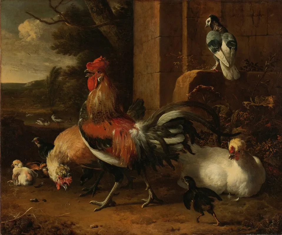 A Poultry Yard 2 Wall Art by Melchior d'Hondecoeter - High-Resolution Digital Print