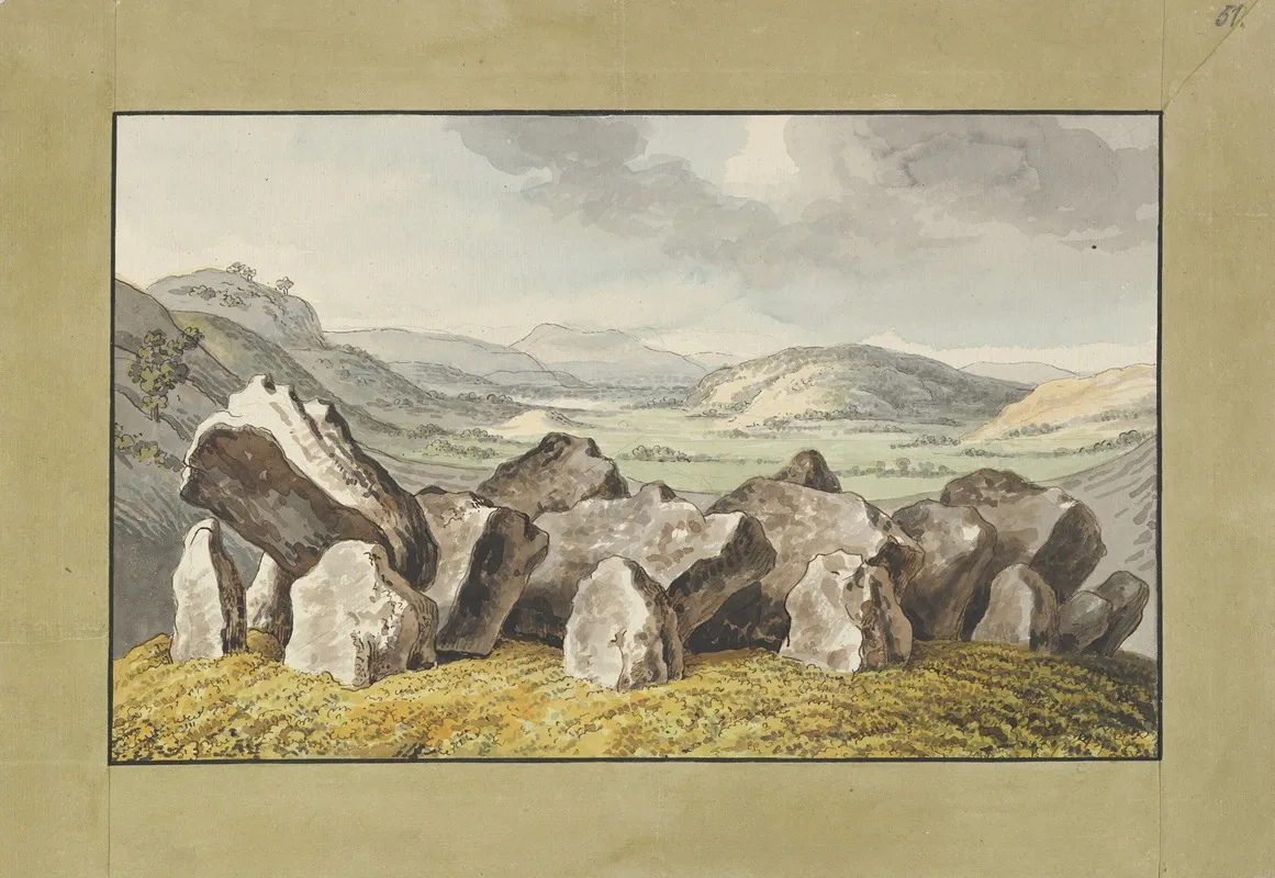 A Prehistoric Stone Circle On A Mound An Extensive Landscape Beyond 2 Wall Art by Johann Heinrich Wilhelm Tischbein - High-Resolution Digital Print