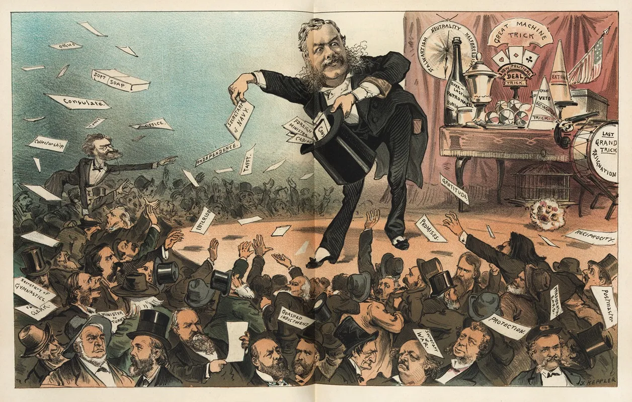 A Presidential Conjuror Wall Art by Joseph Ferdinand Keppler - High-Resolution Digital Print
