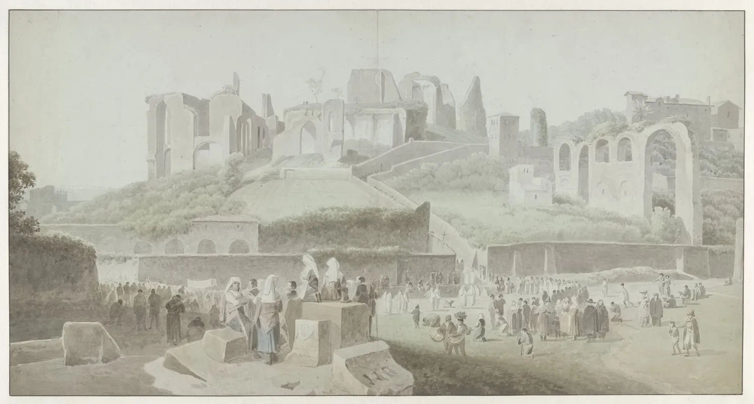 A Procession At The Foot Of The Palatine Hill In Rome