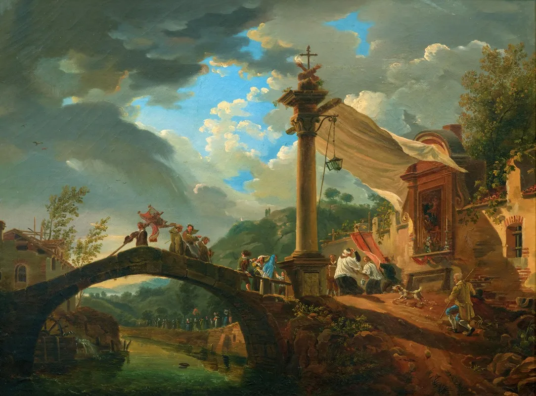 A Procession Interrupted By A Storm Wall Art by Giovanni Migliara - High-Resolution Digital Print