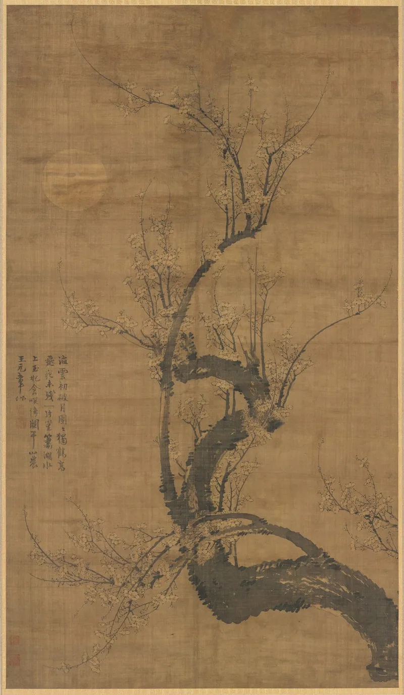 A Prunus In The Moonlight Wall Art by Wang Mian - High-Resolution Digital Print