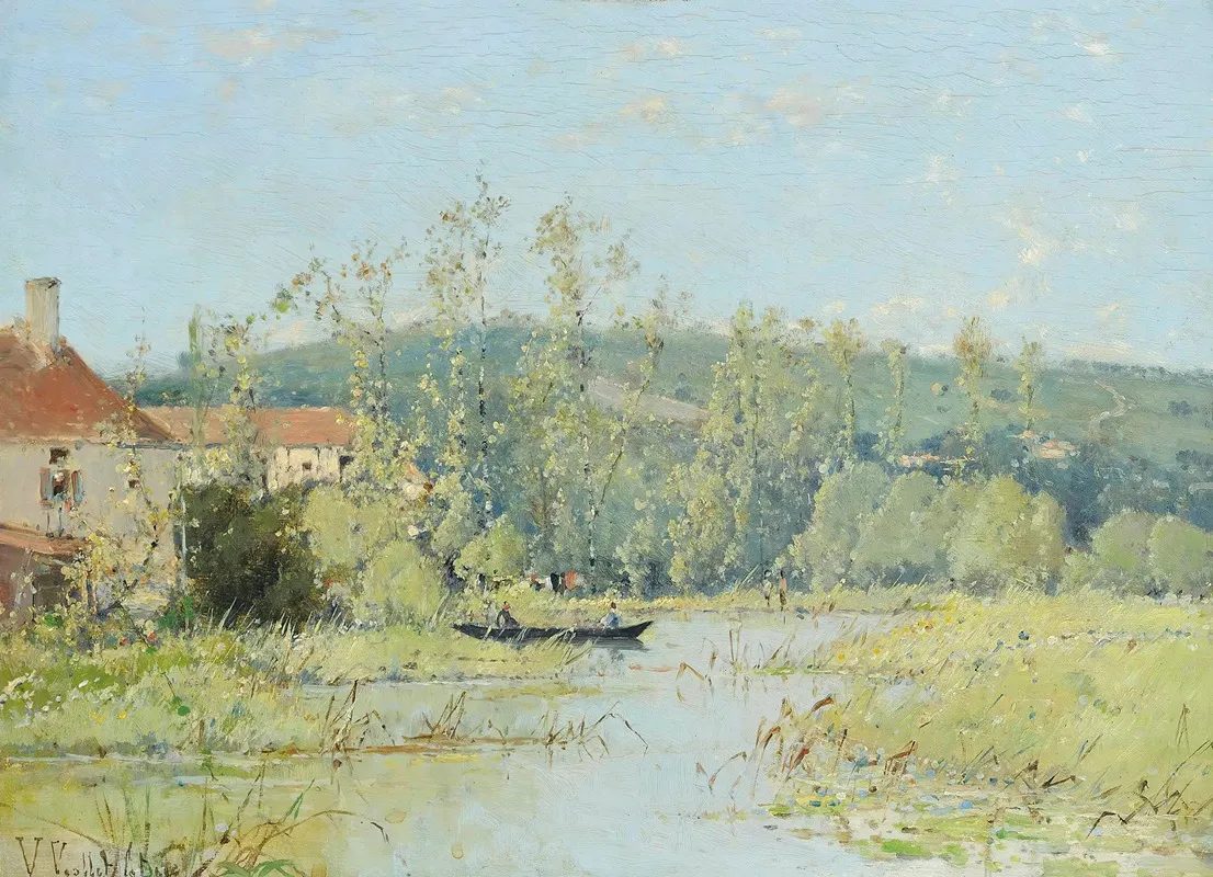 A Punt On The River Wall Art by Victor Viollet-le-duc - High-Resolution Digital Print