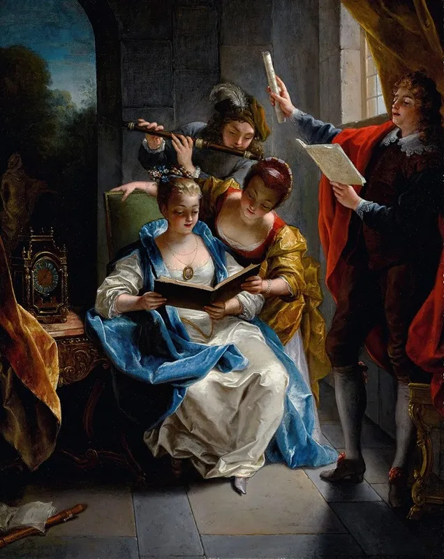A Quartet In Concert Wall Art by Jean Raoux - High-Resolution Digital Print