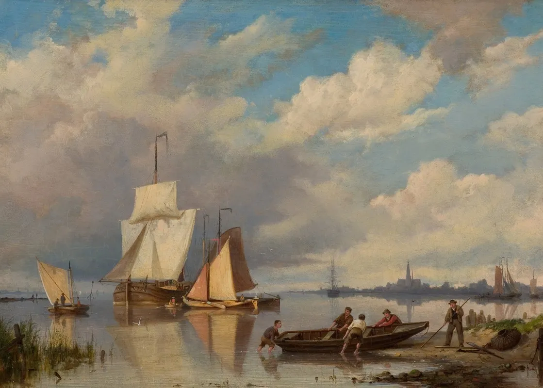 A Quiet Harbor Wall Art by Hendrik Barend Koekkoek - High-Resolution Digital Print