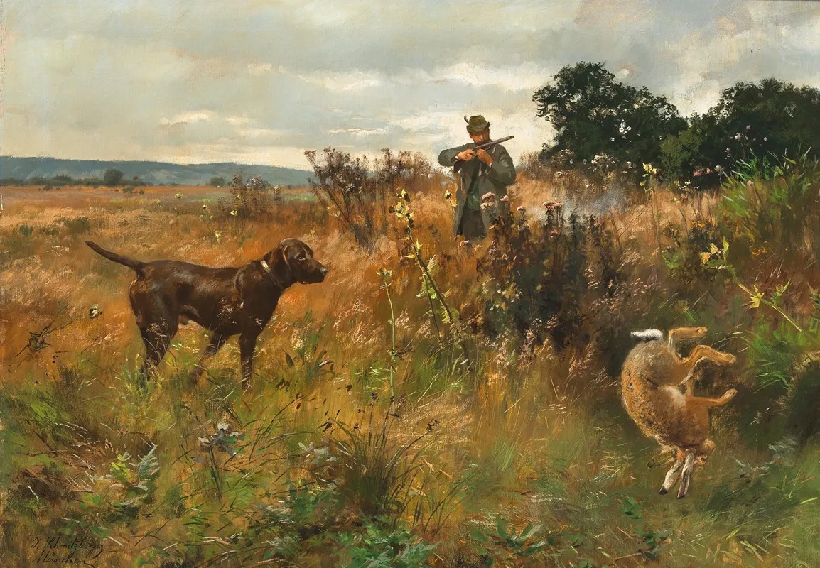 A Rabbit Hunt Wall Art by Josef Schmitzberger - High-Resolution Digital Print
