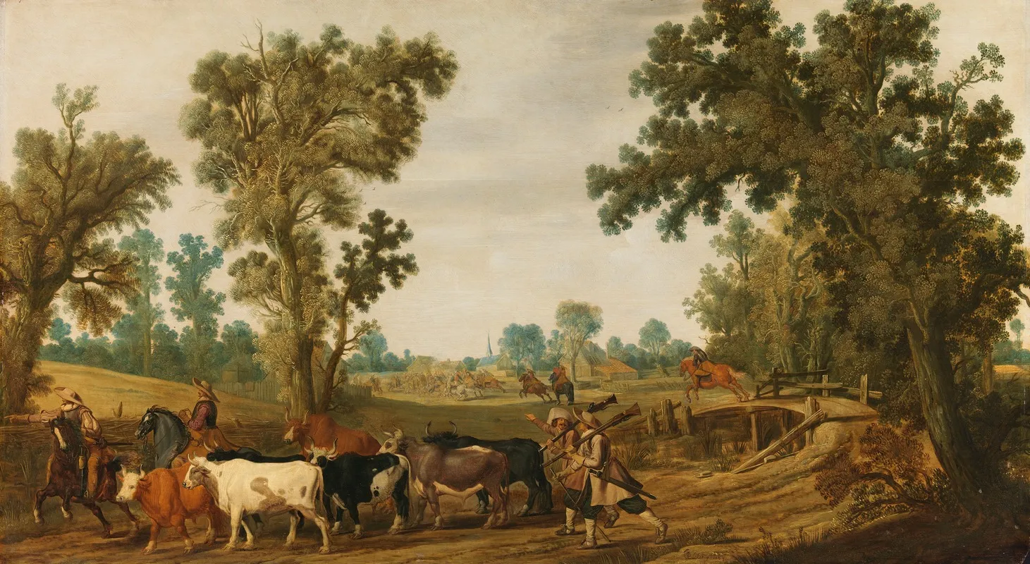 A Raid On A Village Wall Art by Gerrit Claesz. Bleker - High-Resolution Digital Print