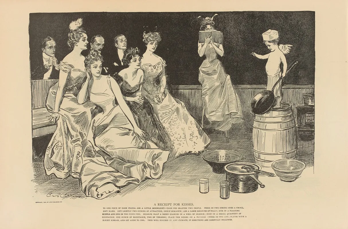 A Receipt For Kisses 2 Wall Art by Charles Dana Gibson - High-Resolution Digital Print