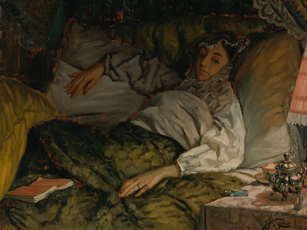 A Reclining Lady Wall Art by James Tissot - High-Resolution Digital Print