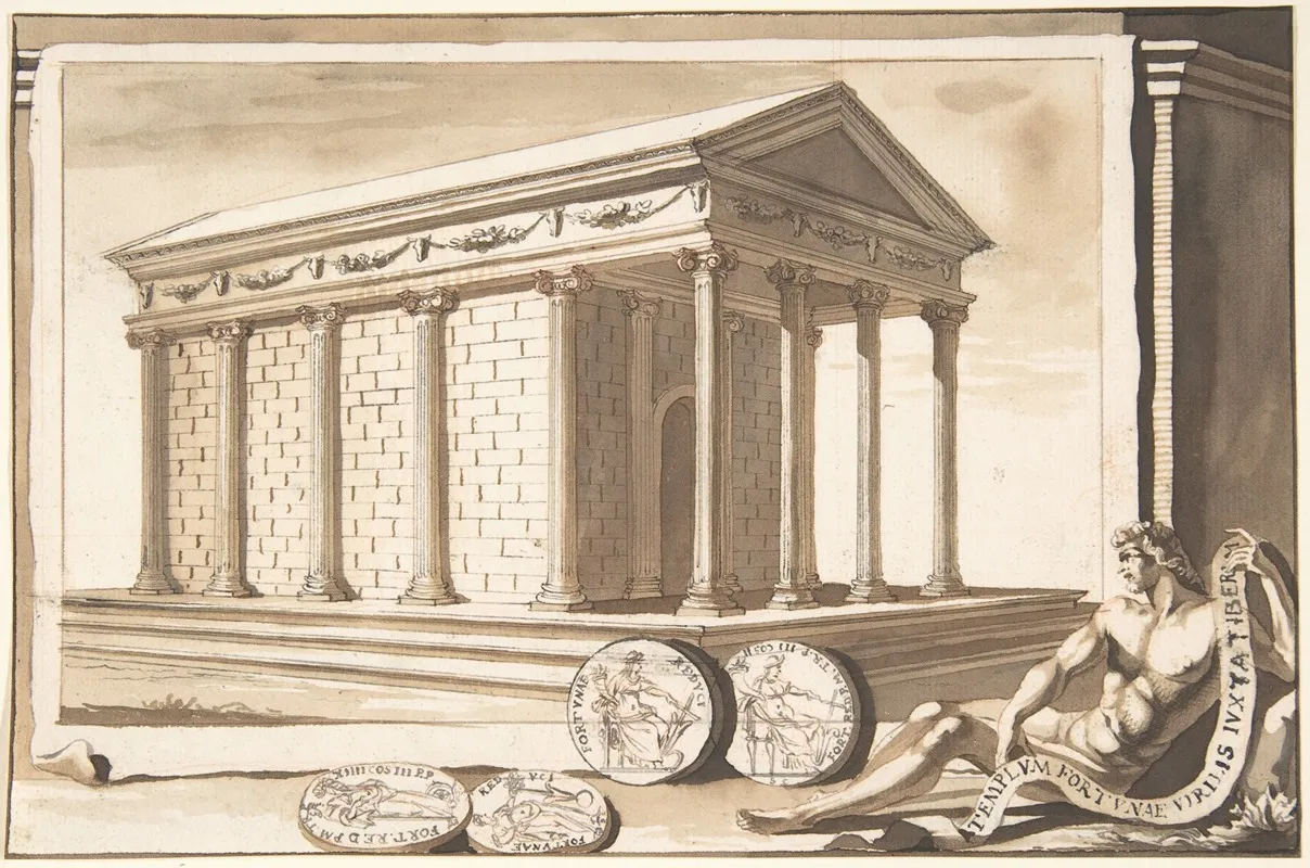 A Reconstruction Of The Temple Of Fortuna Wall Art by Jan Goeree - High-Resolution Digital Print