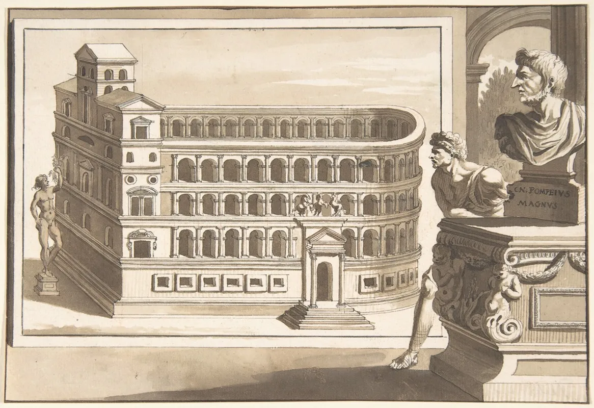 A Reconstruction Of The Theatre Of Pompey Wall Art by Jan Goeree - High-Resolution Digital Print