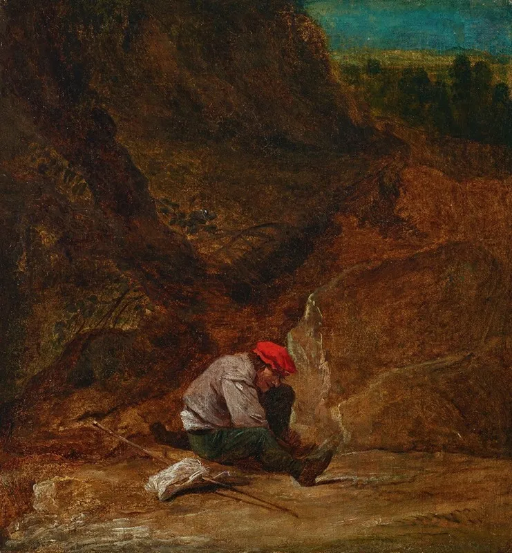 A Resting Traveler Wall Art by Studio Of David Teniers II - High-Resolution Digital Print