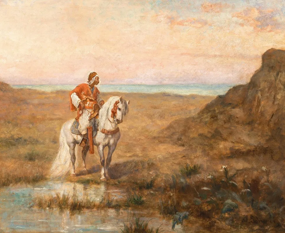 A Rider In A Landscape 2 Wall Art by Adolf Schreyer - High-Resolution Digital Print