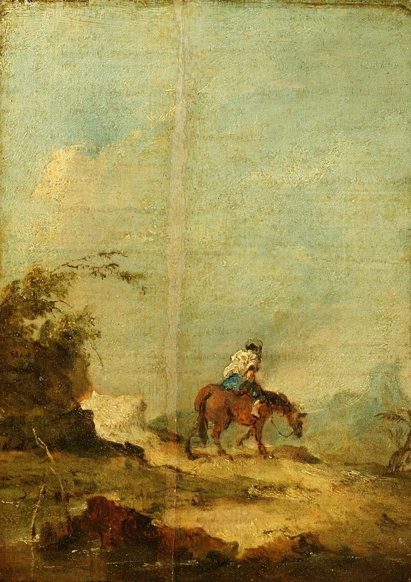 A Rider In A Landscape Wall Art by Francesco Guardi - High-Resolution Digital Print