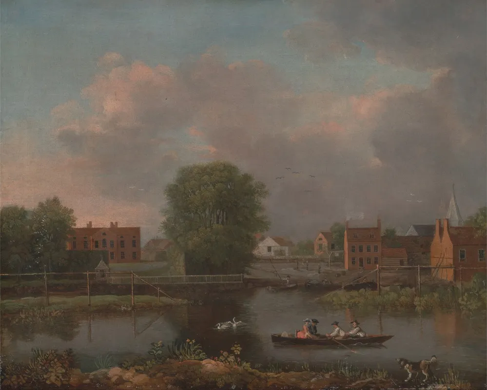 A River Landscape Possibly A View From The West End Of Rochester Bridge