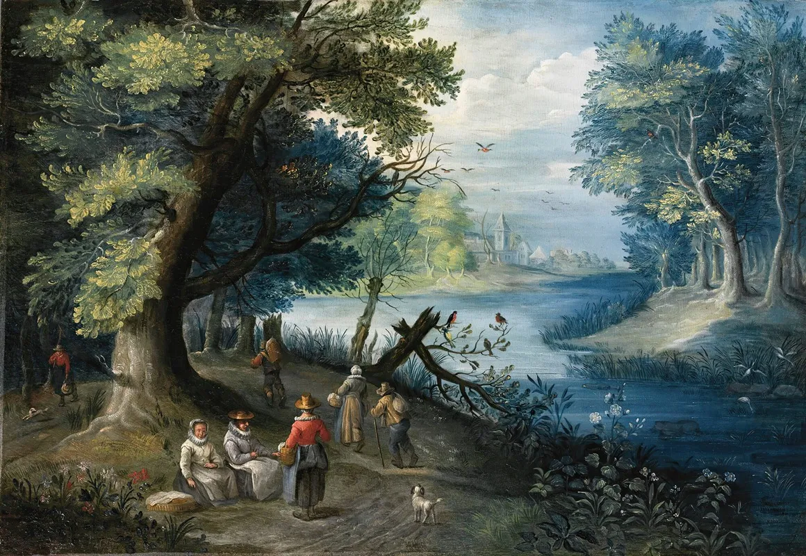 A River Landscape With Figures Wall Art by Balthasar Beschey - High-Resolution Digital Print
