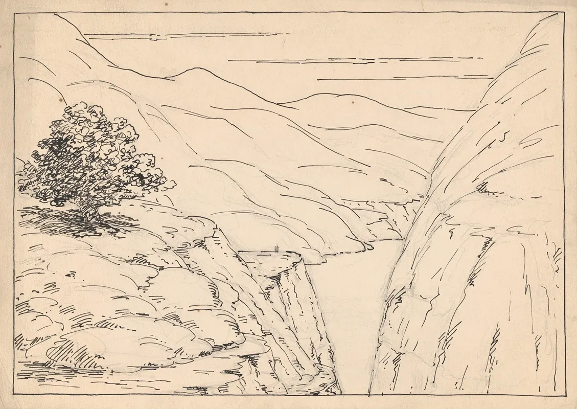 A River Landscape With Steep Cliffs Wall Art by Herbert Crowley - High-Resolution Digital Print