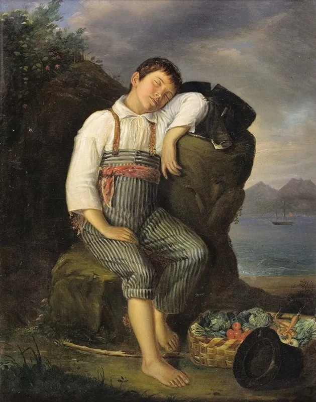 A Roadside Nap Wall Art by Auguste Alexandre Guillaumot - High-Resolution Digital Print