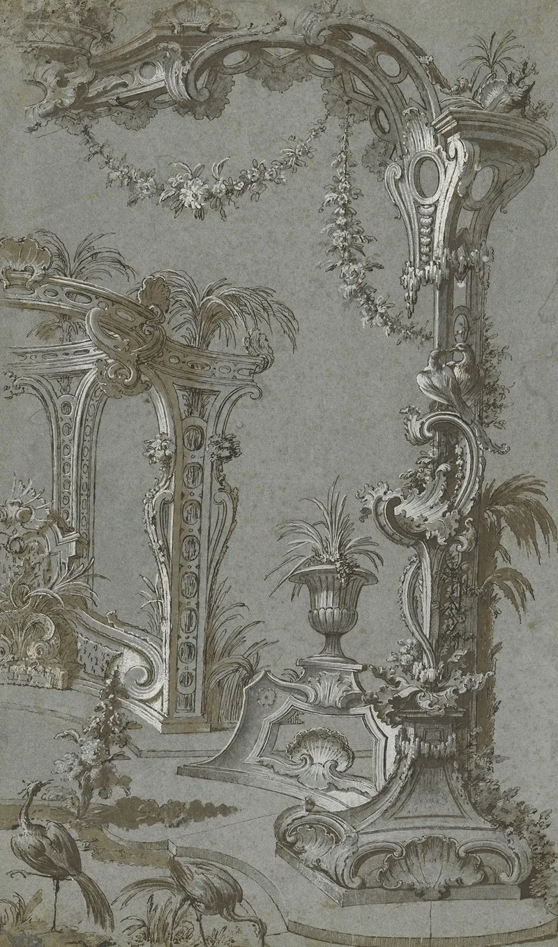 A Rococo Garden Trellis And Gazebo Wall Art by Jean-François de Cuvilliés I - High-Resolution Digital Print