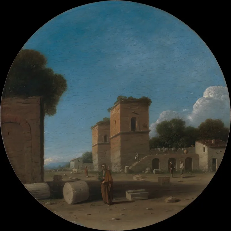 A Roman Landscape With Figures