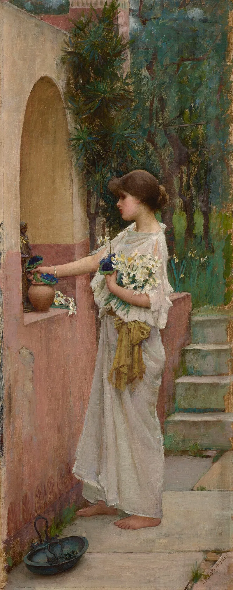 A Roman Offering Wall Art by John William Waterhouse - High-Resolution Digital Print