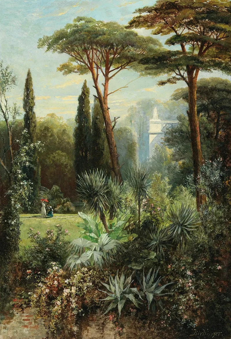A Romantic Castle Park In The South Wall Art by Franz Xaver Birkinger - High-Resolution Digital Print