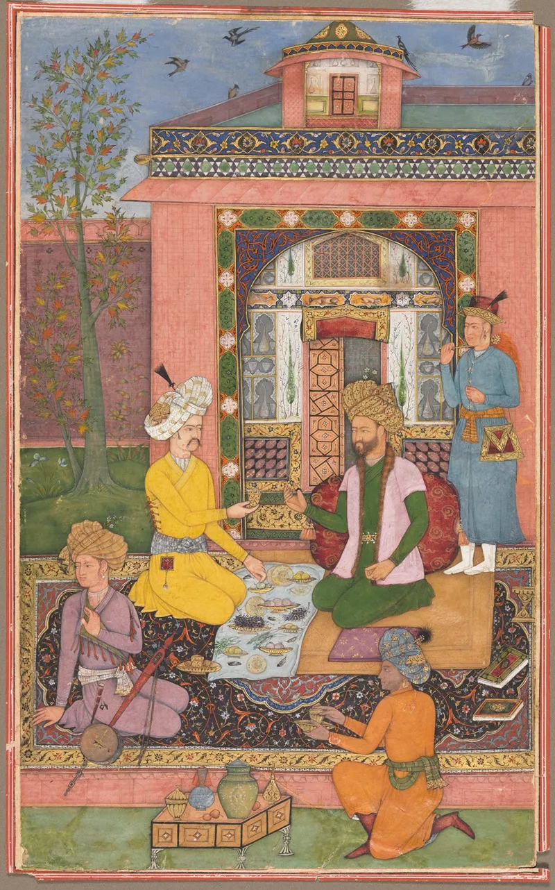 A Royal Picnic On A Terrace Wall Art by Muhammad Ali - High-Resolution Digital Print