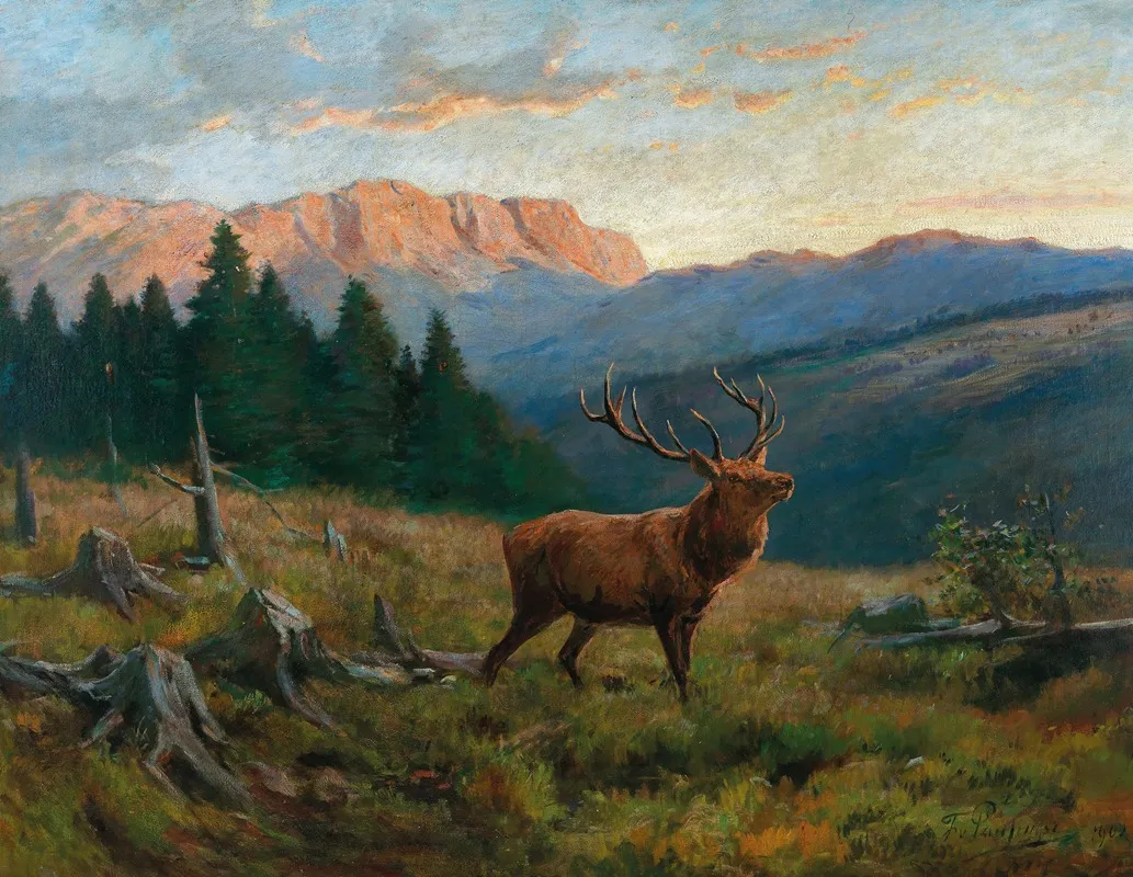 A Royal Stag At Dusk