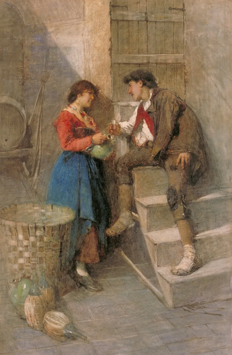 A Rustic Couple Wall Art by Francesco Gonin - High-Resolution Digital Print