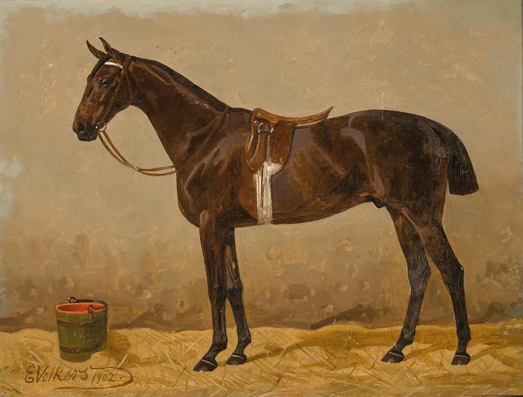 A Saddled Bay Horse In A Stable 2
