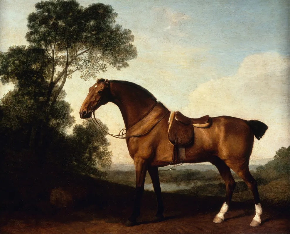 A Saddled Bay Hunter Wall Art by George Stubbs - High-Resolution Digital Print