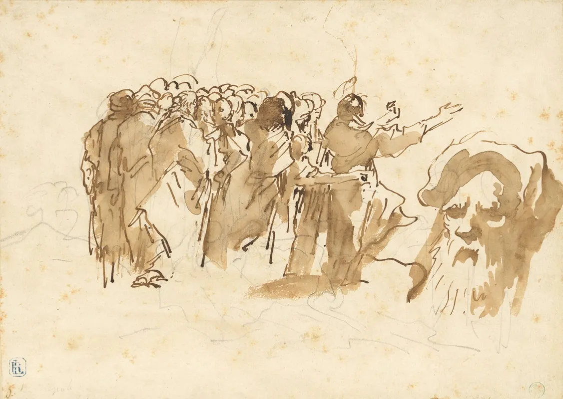 A Saint Preaching And The Head Of An Oriental Wall Art by Giovanni Domenico Tiepolo - High-Resolution Digital Print