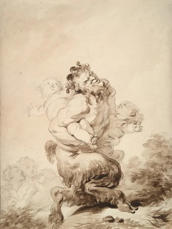 A Satyr Teased By Two Putti