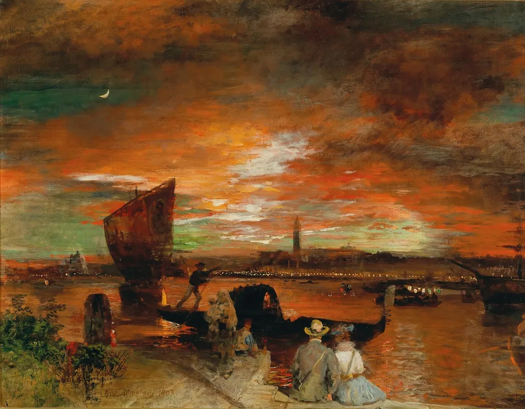 A Scene At Dusk In Venice