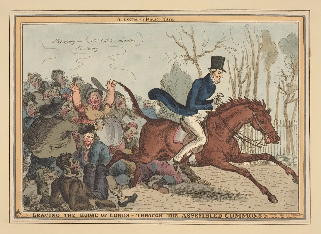 A Scene In Palace Yard Leaving The House Of Lords Through The Assembled Commons