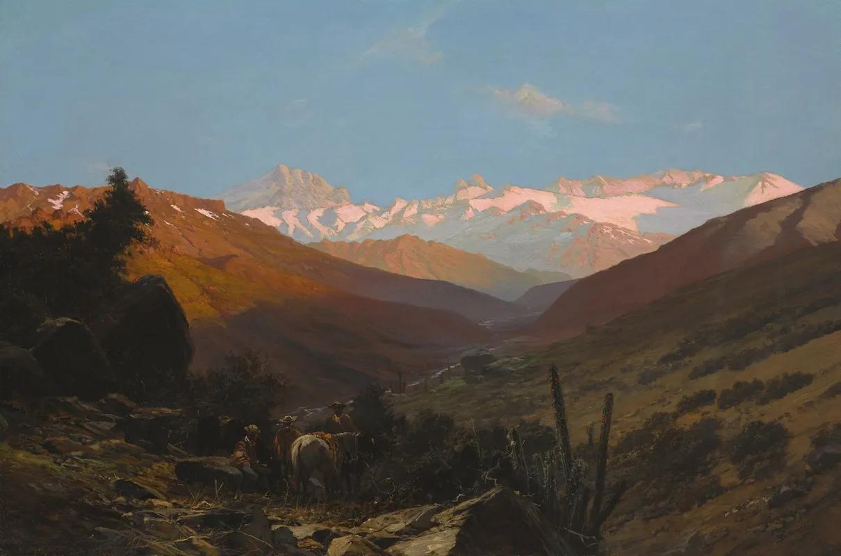 A Scene In The Andes Chile Wall Art by Thomas Jacques Somerscales - High-Resolution Digital Print