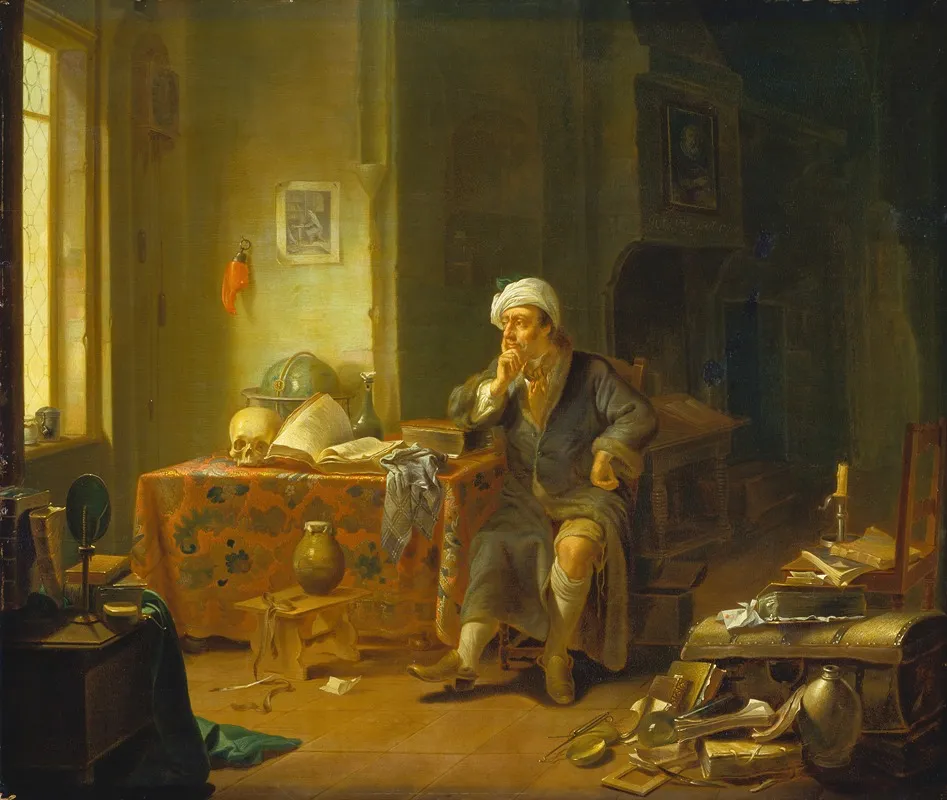 A Scholar In His Study 3 Wall Art by Justus Juncker - High-Resolution Digital Print