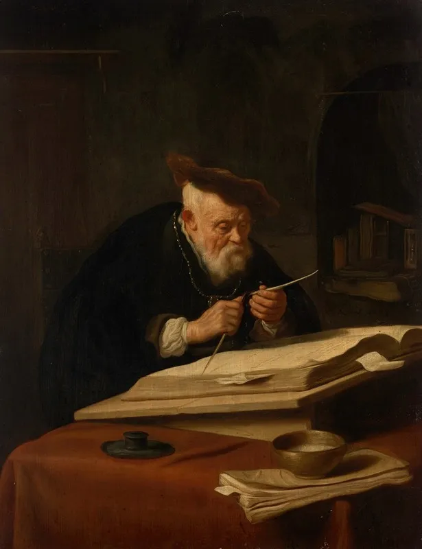 A Scholar Sharpening His Quill