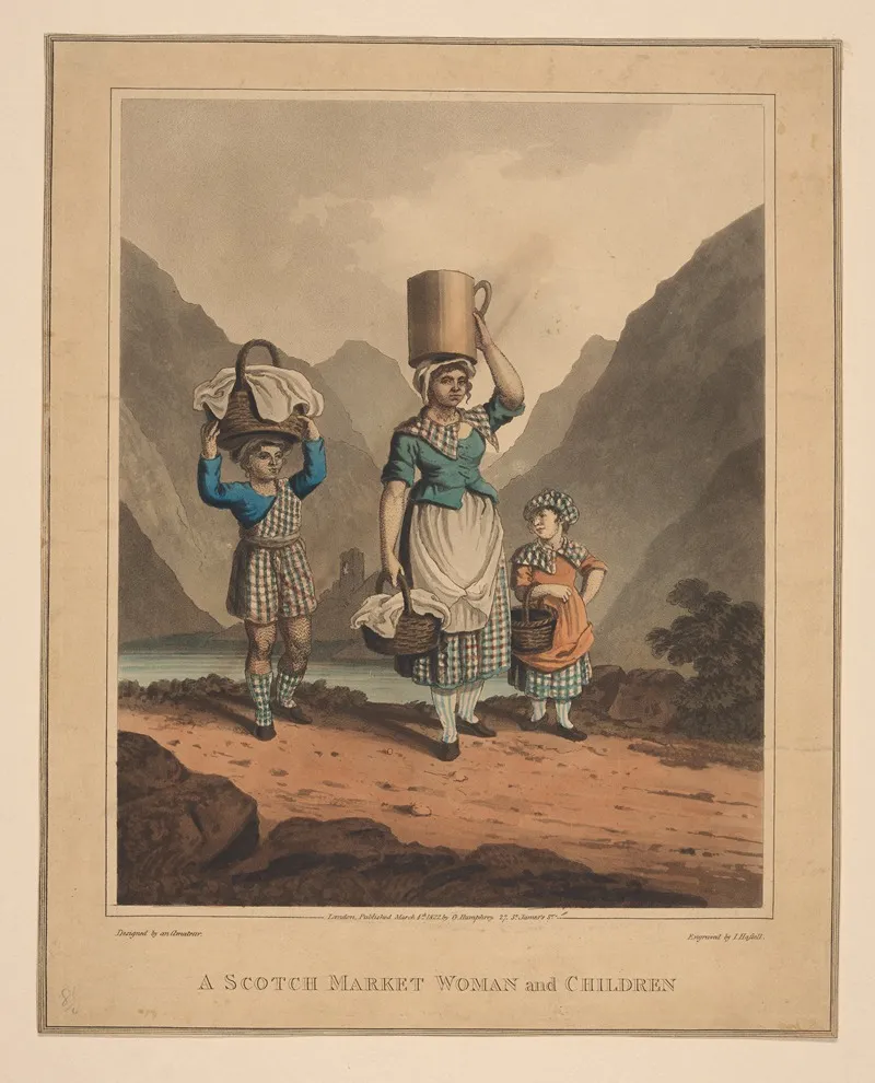 A Scotch Market Woman And Children Wall Art by John Hassell - High-Resolution Digital Print