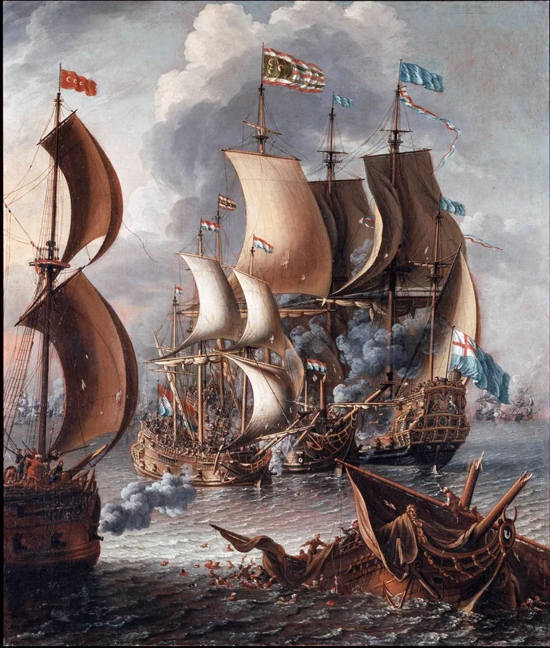 A Sea Fight With Barbary Corsairs Wall Art by Laureys a Castro - High-Resolution Digital Print