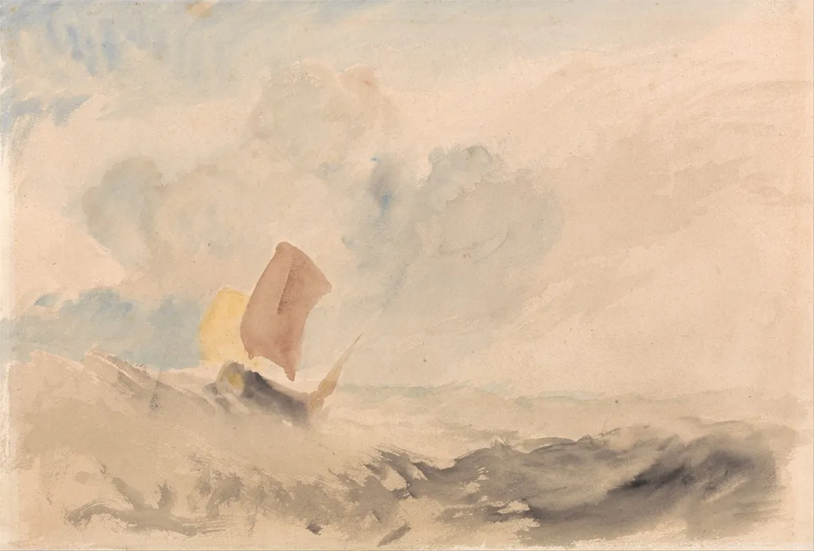 A Sea Piece A Rough Sea With A Fishing Boat Wall Art by Joseph Mallord William Turner - High-Resolution Digital Print