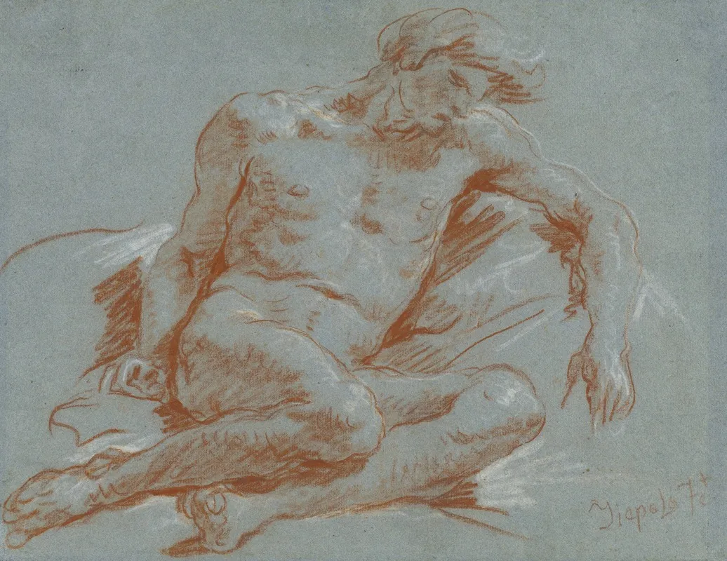 A Seated Male Nude 2 Wall Art by Giovanni Battista Tiepolo - High-Resolution Digital Print