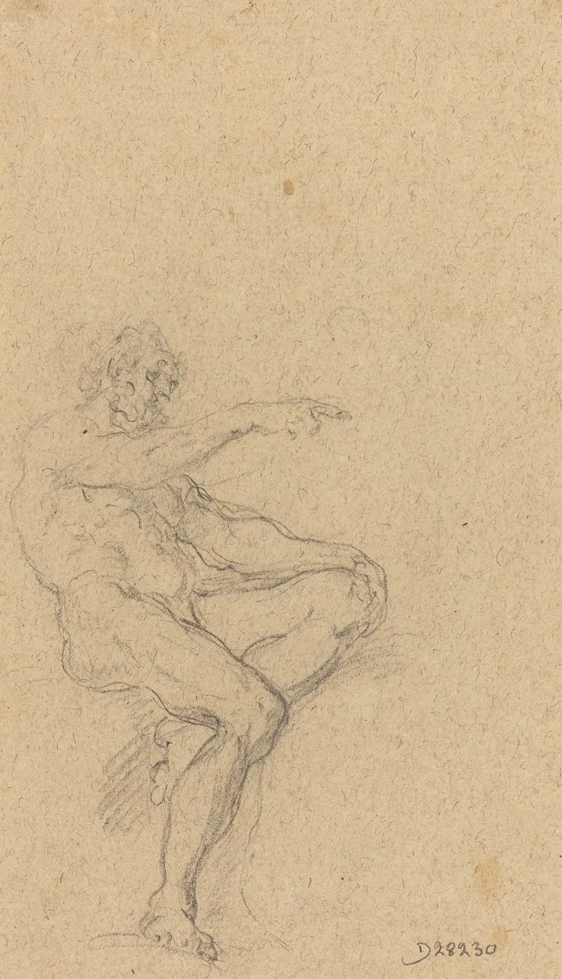 A Seated Nude Man Pointing To The Right Wall Art by Francesco Solimena - High-Resolution Digital Print