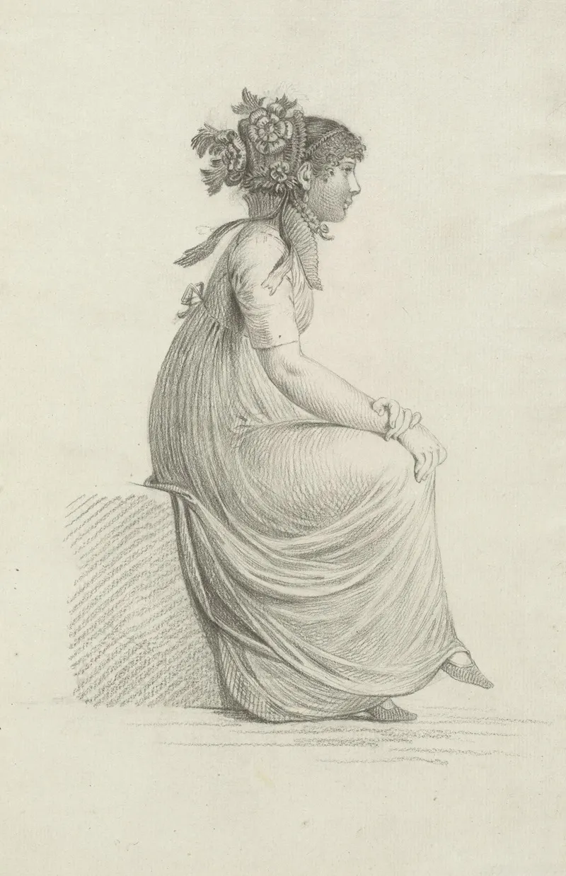 A Seated Young Woman Wearing A Fashionable Hat