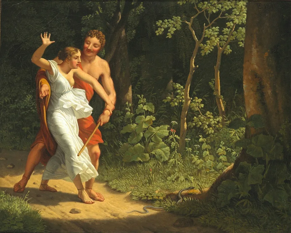 A Seduction Scene In A Forest Wall Art by Christoffer Wilhelm Eckersberg - High-Resolution Digital Print